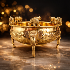 Brass Urli with Elephant Design