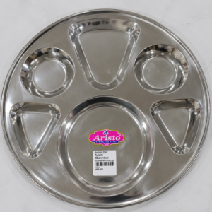 Aristo Stainless Steel 5-Compartment Dinner Thali 35.5 cm | Large Partition Plate