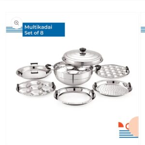 Neelam Stainless Steel Multikadai Set of 8